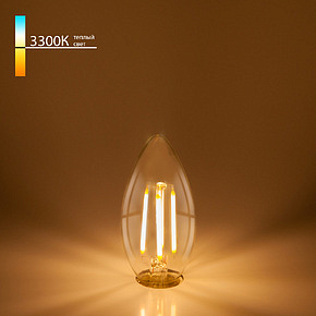 Филаментная светодиодная лампа "Свеча" C35 9W 3300K E14 (CW35 прозрачный) BLE1409